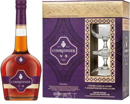 Courvoisier VS, в подарочной упаковке с 2-мя бокалами