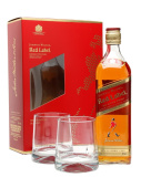 Johnnie Walker Red Label + 2 стакана, в подарочной упаковке 