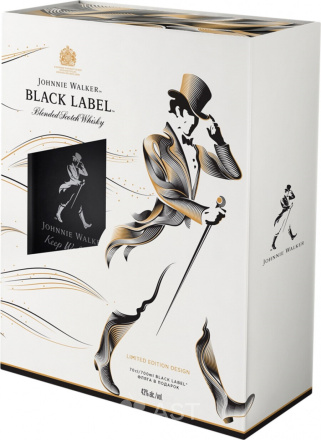 Johnnie Walker Black Label, в подарочной упаковке c флягой